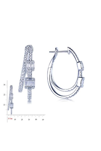 Khailo Silver Oval Birleşik Baget Taşlı Küpe