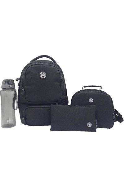 Atrium Solid Black 4-in-1 Value Set Backpack with Accessory – 14 Inch