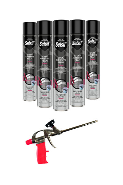 Selsil Poliüretan Tabancalı Yapıştırıcı Köpük 850 Gr - 750 Ml -5 Adet + Demir...