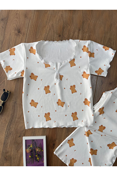 Eloria Fashion Σετ καλοκαιρινής πιτζάμα με κοντό μανίκι με σχέδιο αρκουδάκι
