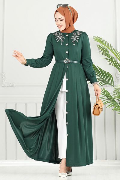 ModaMerve Φόρεμα με κουμπιά μπροστά 432DVL897-M Emerald