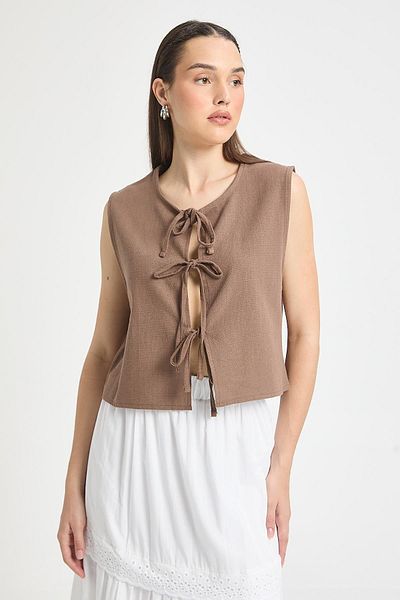 minaaise Brown Lace Short 100% Cotton Vest 29204