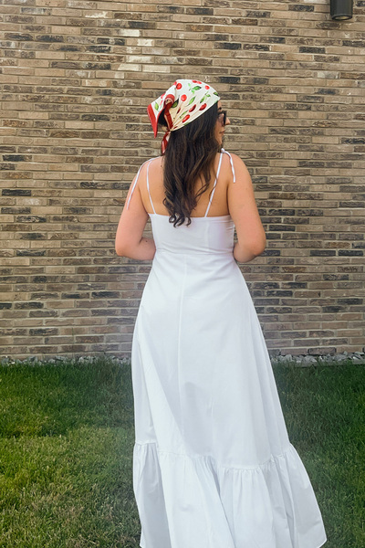 NN SISTER Fırfır Detaylı Askılı Maxi Elbise