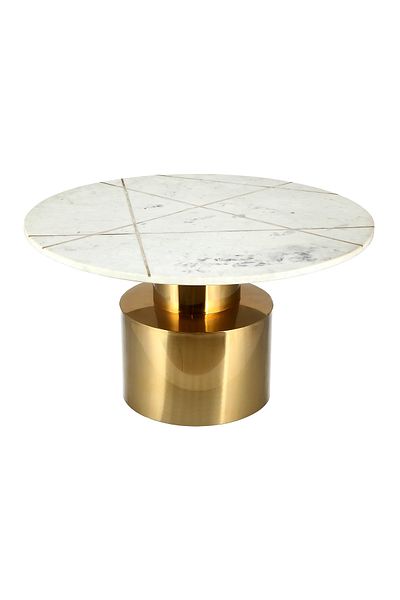 Generic White Round Marble Center Table With Steel 77*77*43 Cm