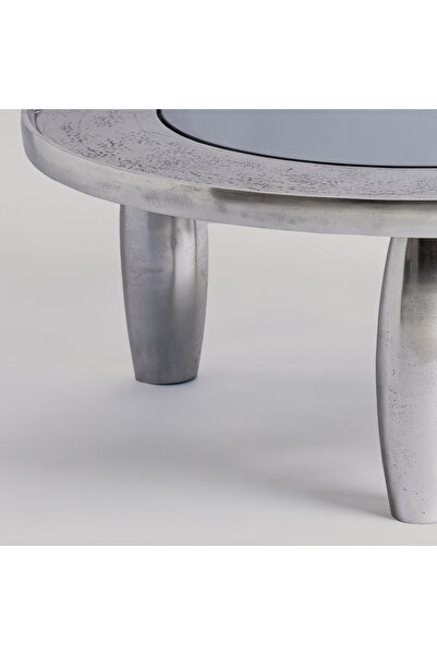 homez طاولة قهوة معدنية، فضية، 93*38 سم