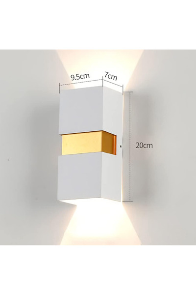 LUXXO Aplica LED pentru interior/exterior, rezistentă la praf/umezeală, IP65, Oskar, 2x5W, alb/auriu
