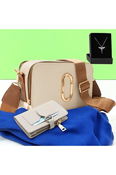 Givenza 3'lü Kadın Hediye Seti – Çapraz Çanta + Cüzdan + Kolye (Özel Kutu Hed...