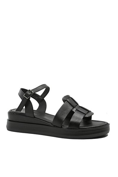 Anna Sandale damă Viotti cu aplicații decorative, negre, din piele