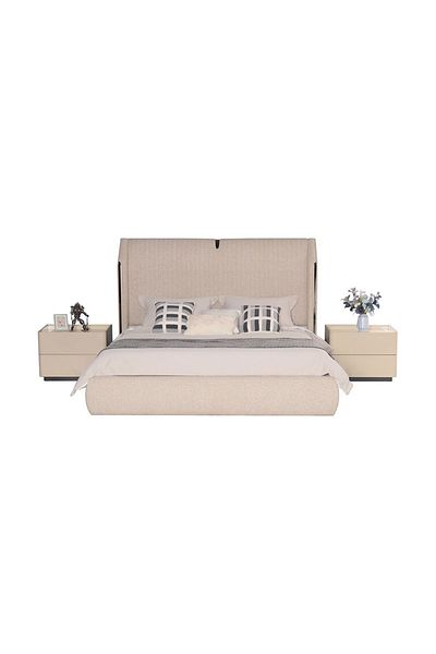 Danube Home Mulligan 180X200 Upholstered King Bed - Beige/Khaki