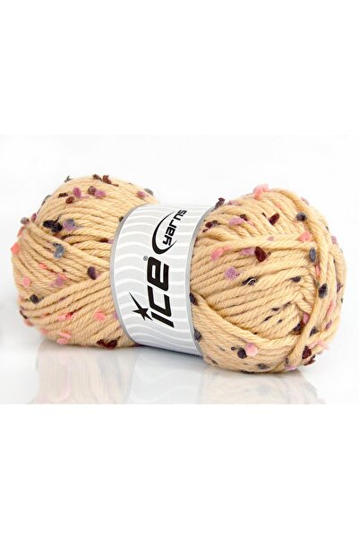 Ice yarns 4x100gr. SNOWDROP Yün, Premium Akrilik Bej Kışlık, Yün, Noktalı, Ço...