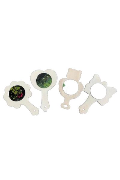 OEM Set 4 oglinzi lemn natur, dimensiune 13x9cm