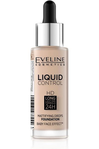 Eveline Cosmetics Liquid Control Foundation with Dropper by Eveline, Light Beige 010, 32ml, All Skin Types