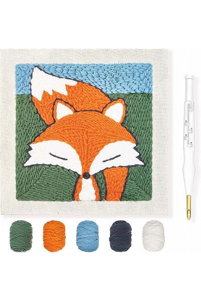 Wool Queen knitting kit, fox pattern, wool/plastic/metal, multicolor