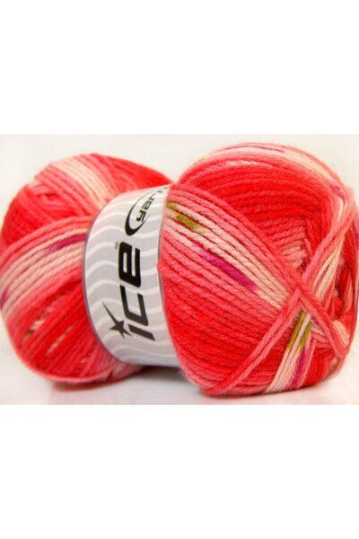 Ice yarns مجموعة من 4 × 100 جرام من خيوط آيس يارنز بتصميم بيبي، أحمر ووردي وأ...