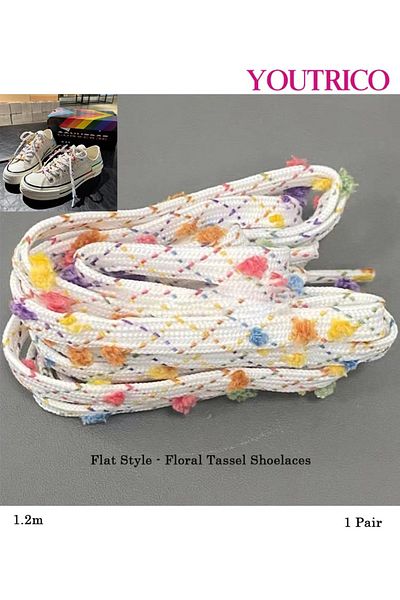 Youtrico 1 Pair Dopamine Color Pompom Shoelaces - 12cm Polyester-cotton Laces