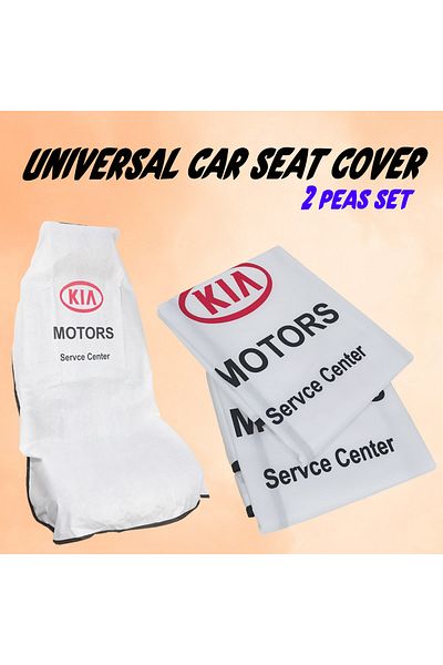 Kia Car Seat Covers 2PCS – Dust & Dirt Protection for Service Center & Daily Use White