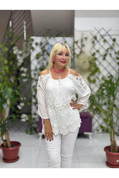 Punta Otantik Nc9740 Italian Silk Blouse White
