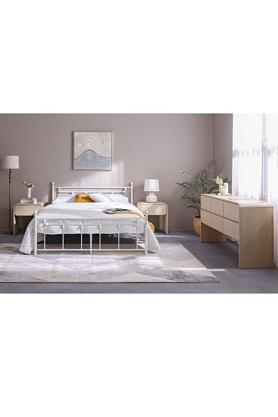 Danube Home Bella Arrow 160x200 Metal Queen Bed-White