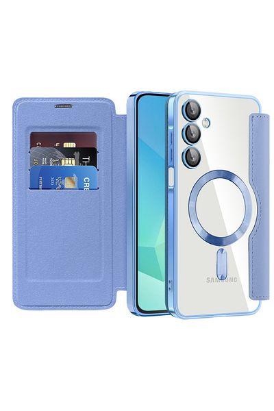 SKYDDAR INNOVATION Husă pentru Samsung Galaxy A16 4G 5G, SmartMag Book, Magsafe, RFiD, suport pentru carduri, set de autocolante, albastră