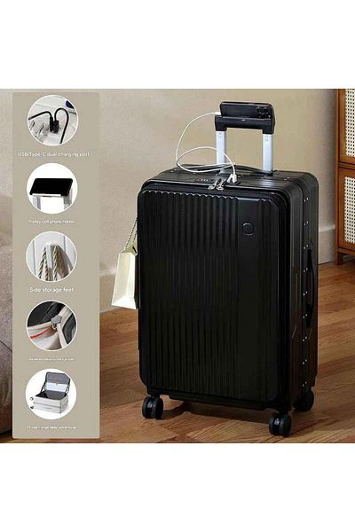 RIMON Smart 20" Cabin Luggage with USB Charging, Phone Holder & 360° Wheels – Lightweight Travel Suitcase