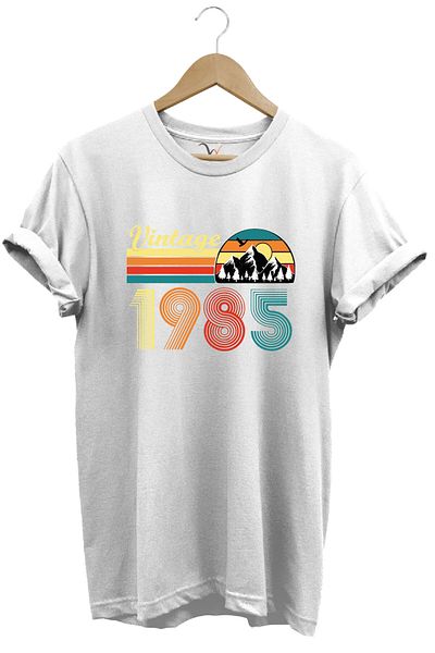 WİDİ Retro Vintage 1985 Nature Themed Colorful Printed 100% Cotton Unisex Regular Fit T-Shirt
