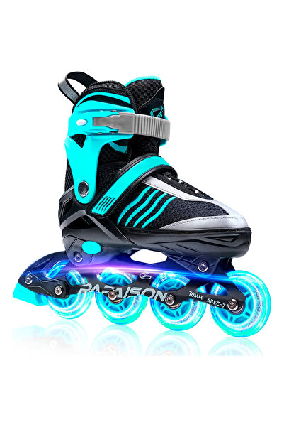 Elindor Role reglabile pentru copii și adulți, roți din silicon luminos, mări...