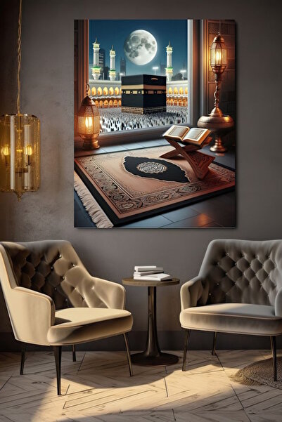 özkacar TABLIE PE CANVAS CU VIZUALIZARE LA MOSCHEE ȘI KABAH, DECOR DE PERETE ...