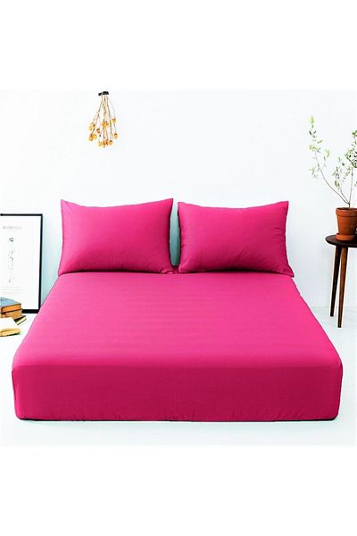 Kotonia Home cuvertură de pat elastică - tricotată, bumbac, fuchsia, 100x200+30 cm