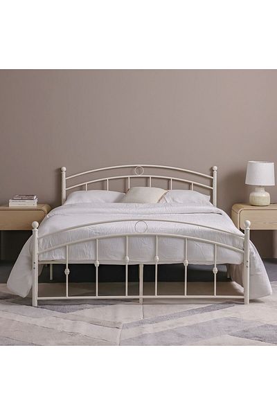 Danube Home Bella Curve 160x200 Metal Queen Bed-White