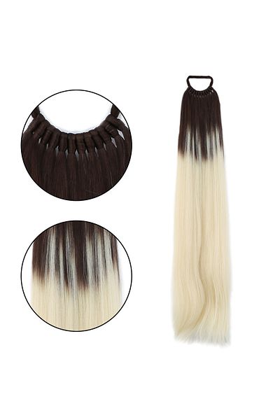 Mina Peruk Straight Ponytail with Rubber Buckle - Auburn / Platinum Ombre