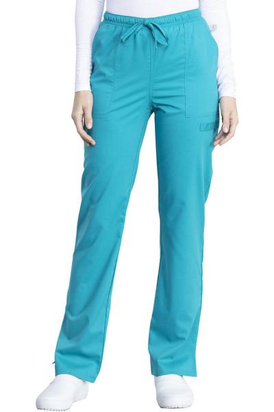 Cherokee Revolution Tech Pantaloni Antimicrobieni Cu Bariera Fluida Drepti Cu Talie Medie Teal Blue Marime Uniforma: L