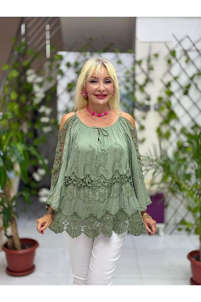 Punta Otantik Nc9740 Italian Silk Blouse Green