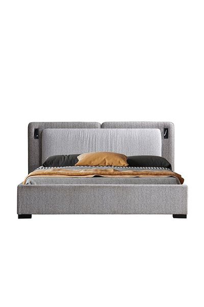 Danube Home Maison 160X200 Upholstered Queen Bed - Light Grey /Dark Grey