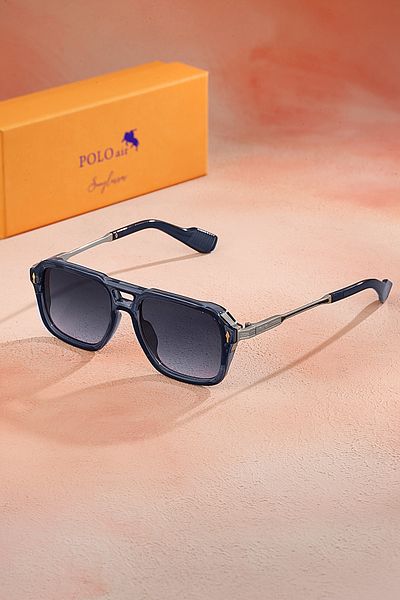 Polo Air Men's Sunglasses with Uv400 Protection Transparent Navy Blue Silver Color Plg-2101C4