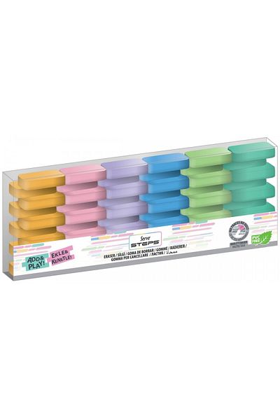 Herlitz Eraser Steps, Color Pastel, Material Rubber, Set of 6 in Blister