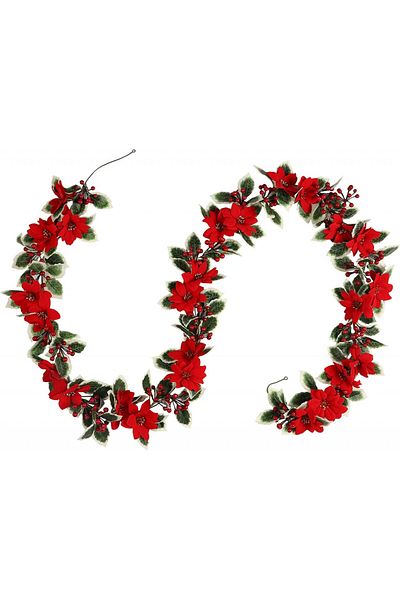Homcomodar artificial Christmas garland, red/green, foam/silk, 2.4 m
