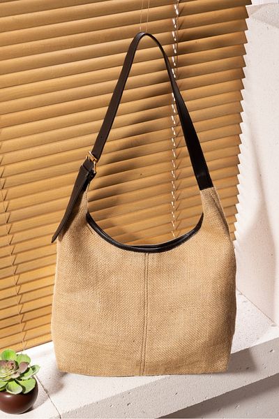 HAPBUY Women's Straw Shoulder Bag Buckle Magnet Button Adjustable Strap Cross Strap
