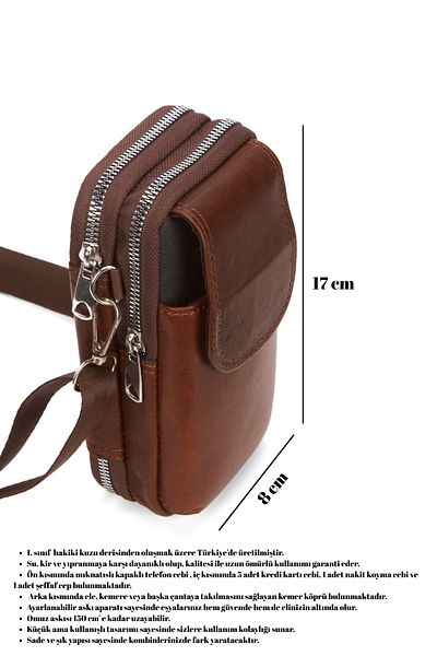 CERFF LEATHER CLUP Genuine Leather Shoulder Strap Phone Holder & Card Holder