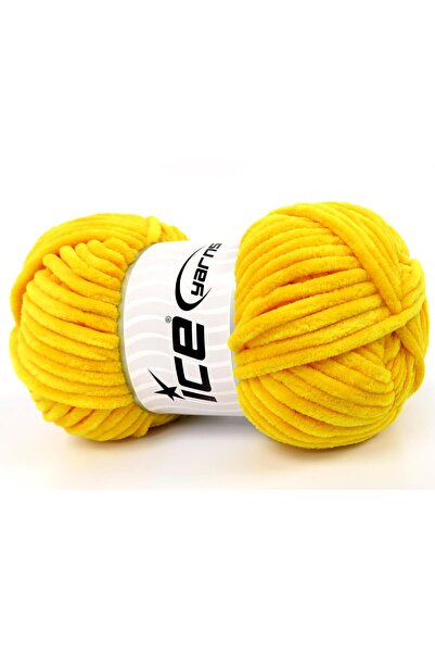 Ice yarns 4x100 جرام. قماش مخملي للأطفال من الألياف الدقيقة باللون الأصفر للش...