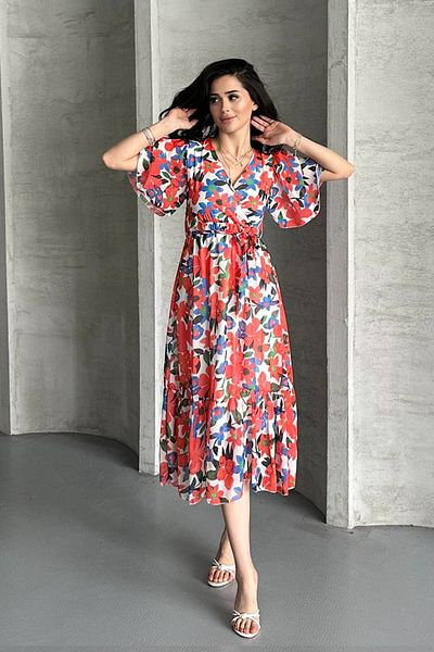 MILANOFOX Floral Pattern Double Breasted Neckline Chiffon Dress – Lined, Belted, Summer Women's Dress