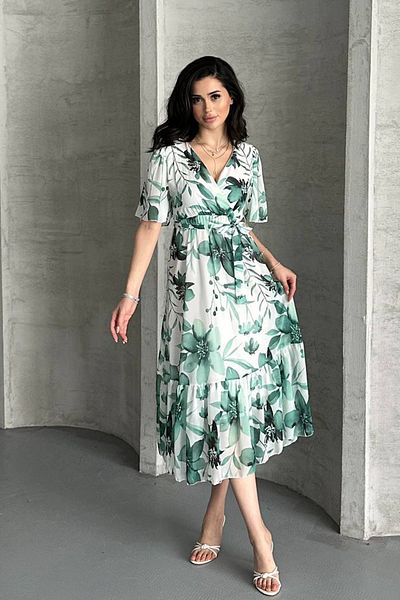 MILANOFOX Floral Pattern Double Breasted Neckline Chiffon Dress – Lined, Belted, Summer Women's Dress
