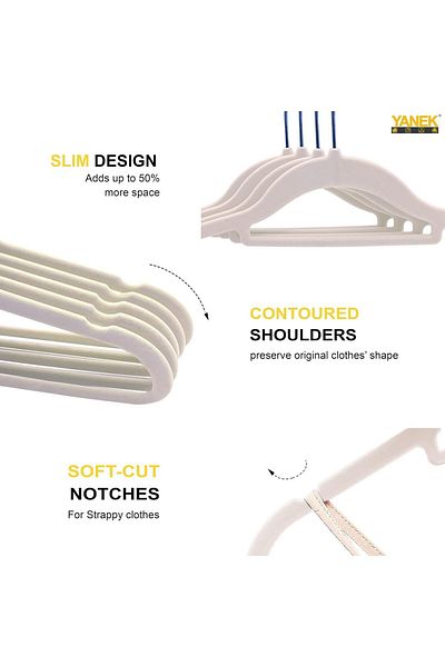 Lumely 100 PCS Non-Slip Velvet Hangers,with 360° Rotating Hook,Ideal for Suits,Dresses More,Ivory White