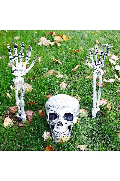 OEM Set of 3 decorative bones for Halloween G-Lovely'S, plastic, white/black, 20 x 15 x 13 cm / 47 cm