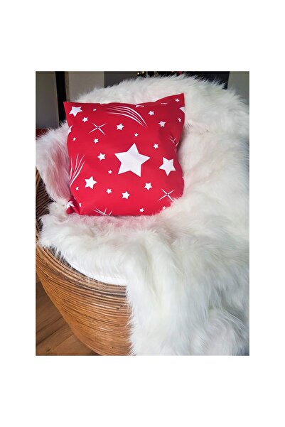 Kotonia Home Stars decorative pillowcase - 50x50 cm, 100% cotton, red with Christmas motifs