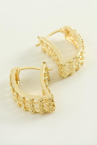 fantastik store Flower Oval Interlocking Hoop Earrings