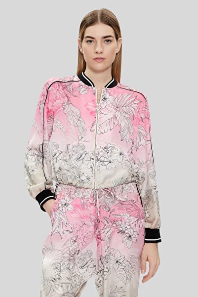 liu.jo Kadın Çiçek Desenli Fermuarlı Bomber Ceket