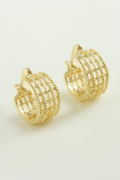 ZERO LAND Hn-Shop Square Interlocking Ring Earrings-Yellow
