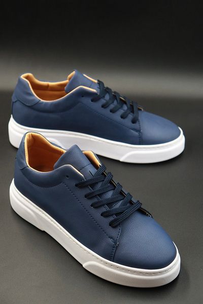 Sanvio Tarzkar Men's Navy Blue Daily Orthopedic Stitched Lightweight Eva Sole Walking Guaranteed Sports Shoes Sneakers