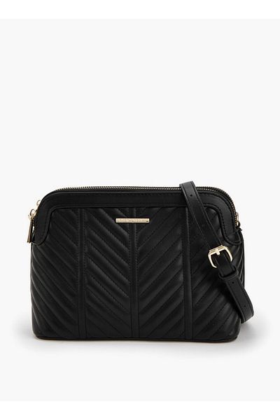 Flora Bella by Shoexpress Quilted Crossbody Bag with Detachable Strap and Zip Closure