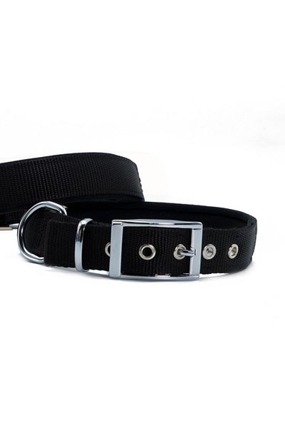 Doggie طوق كلب منسوج كبير أسود 2.5x42-50 سم
